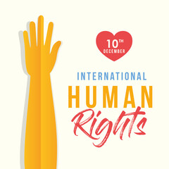 international human rights and hand up with heart vector design