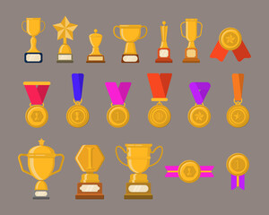 Trophies, medals, ribbons.