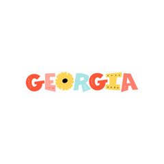 Georgia text Colorful Letters Vector Illustration. Typography poster. Usable as background. 