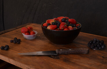 strawberries and grapes