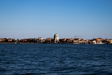 Fototapeta na wymiar Looking back towards Venice from the Venetian lagoon