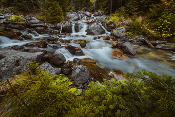 waterfalls in the mountains in autumn