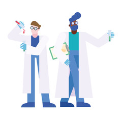 chemical men with tubes and document vector design