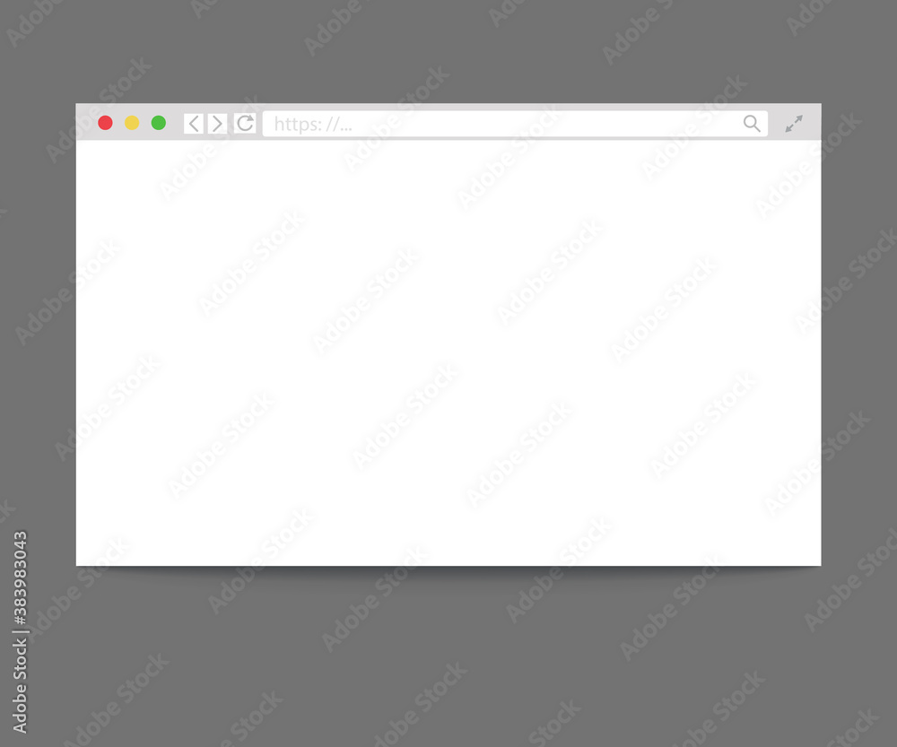 Aufkleber blank browser window on transparent background. flat page layout computer or internet frame template