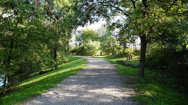 Strada nel parco in riva al lago