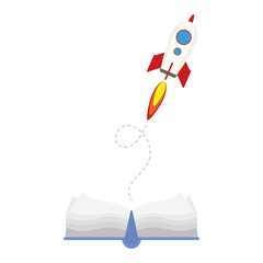 rocket start up launcher with textbook icon