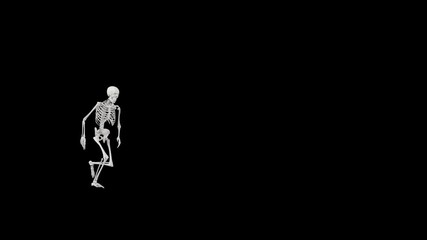 Skeleton dancing - 4k 3D seamless animation of a skeleton dancing - Halloween concept