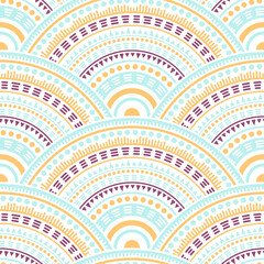 Ethnic circle shapes seamless geometric pattern.