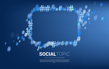 Speech bubble from small hash flow background .concept for social media topic and news.