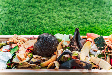 Material for composting food waste and turning it into nutrient-rich soil for plants.