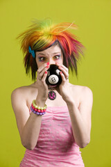 Punk woman with reading the future