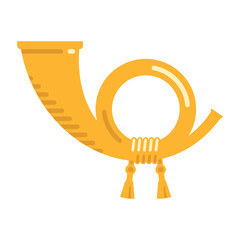 Post horn. Trumpet. Postal service symbol. Flat icon. Vector illustration.