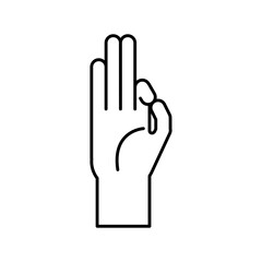hand sign language f line style icon vector design