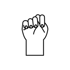 hand sign language t line style icon vector design