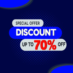 Discount 70% Banner Modern Design Background Vector.