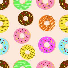  Illustration Vector Graphic Of Colorful Donuts Seamless Pattern.