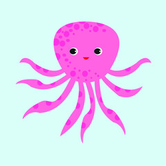 Illustration Vector Graphic of Squid Cartoon.