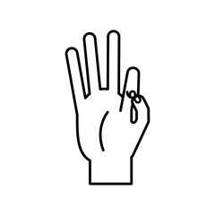 Fototapeta na wymiar hand sign language nine number line style icon vector design