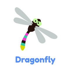  Animal Card Dragonfly For Kid Illustration Vector