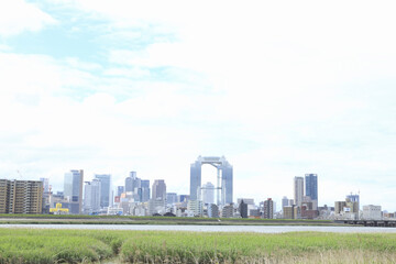 淀川河川敷から見る大阪北区