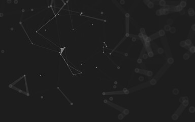 Abstract background. Molecules technology with polygonal shapes, connecting dots and lines. Connection structure. Big data visualization.