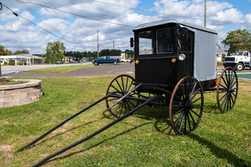 Fototapeta na wymiar black antique horse wagon