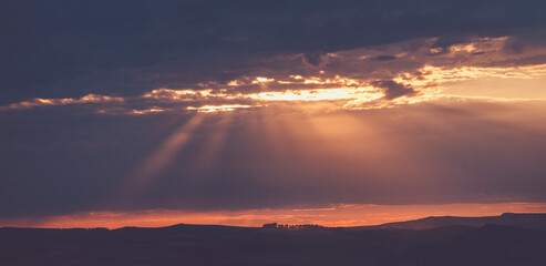 mountains panorama at sunset