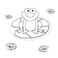 Coloring Book Vector Frog Theme Illustration