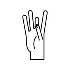 hand sign language eight number line style icon vector design