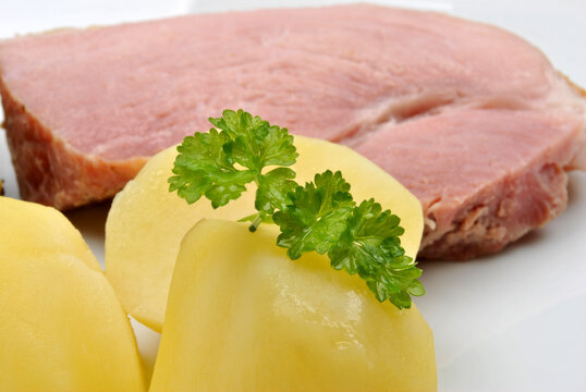 Smoked Gammon Joint With Organic Potato On A Plate