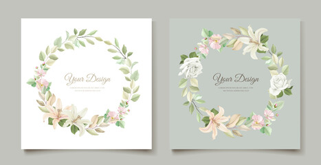 Fototapeta na wymiar lily floral wedding invitation card