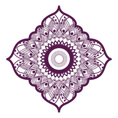 mandala in frame purple vector design