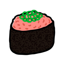Illustration of Negitoro Sushi: Illustration like woodblock print