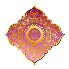mandala gold in pink frame vector design
