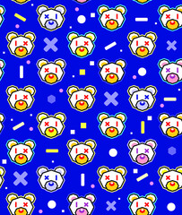 Vector illustration of colorful pattern of bears formed by geometric shapes and random geometric shapes ..
