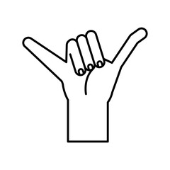 hand sign language y line style icon vector design
