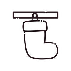 merry christmas boot line style icon vector design