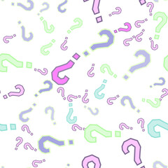 Fototapeta premium Quiz seamless pattern. Question marks, doubt, faq