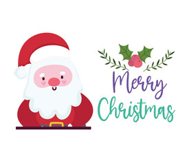 Fototapeta na wymiar merry christmas, santa claus cartoon card for greeting