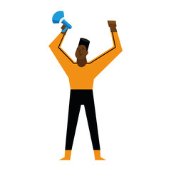 Black lives matter man holding megaphone vector design