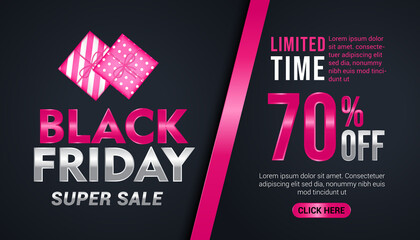black friday super sale banner, coupon, voucher vector illustration