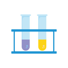 test tubes on stand icon, colorful design