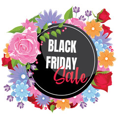 Beautiful floral border with black friday sale banner.