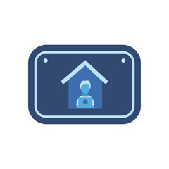 Man with laptop working from home flat style icon vector design