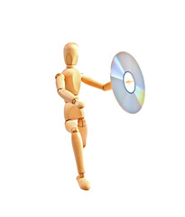 wood mannequin with CD-rom