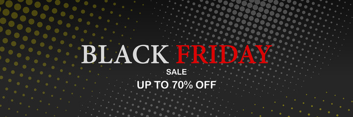 Black Friday sale on halftone background.