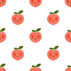 Kawaii Cartoon Peach in love. 