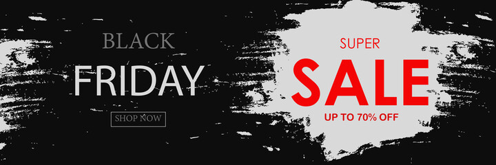 Black Friday big sale splash banner on black background.