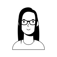 young woman female wearing eyeglasses character