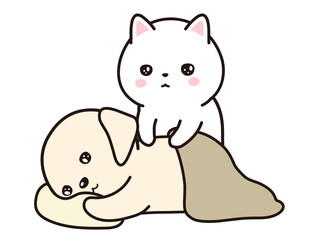 整体の施術を受けるラブラドールレトリーバーの子犬　ペットの整体　スパ